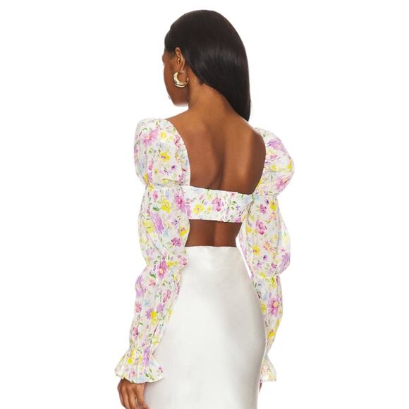 Reformation Marjorelle Marcelle Crop Top Watercolor Print M - Picture 5 of 13